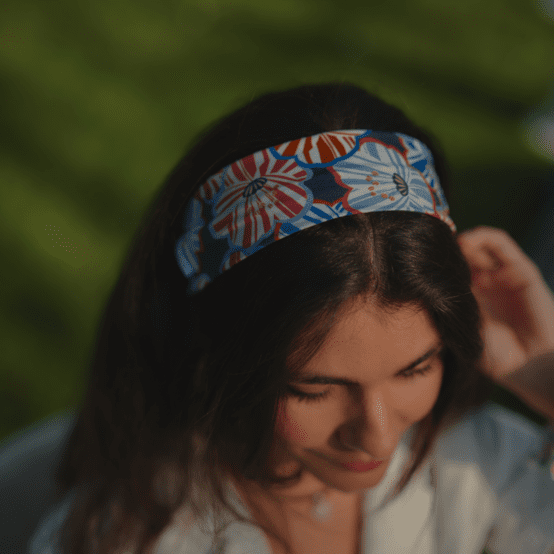 Stretch jersey headband  anémones rayées