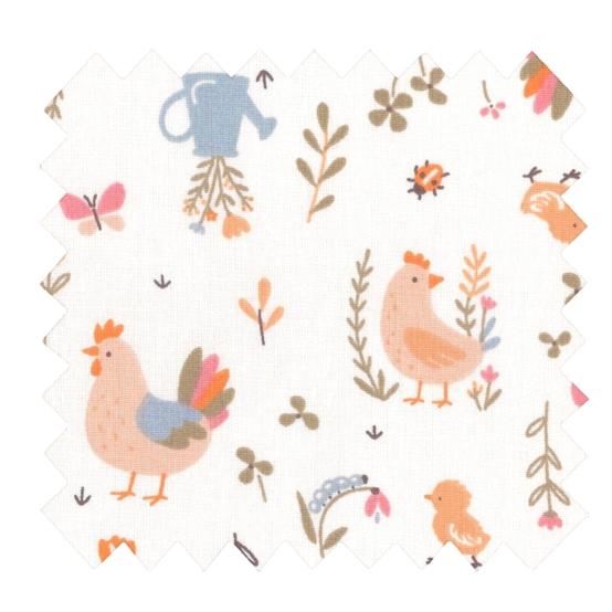 Cotton fabric ex2633 multicolored chickens