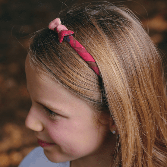 Thin headband ruby lurex tartan
