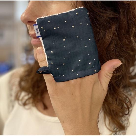 Make-up Remover Glove gaze pois or marine