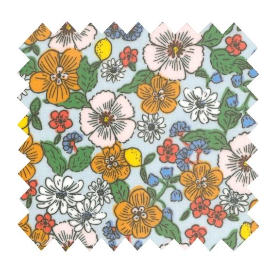 Coated fabric ex2525 yellow green flowers and lemons