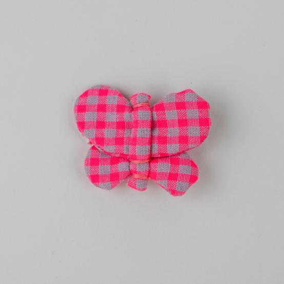 Butterfly hair clip neon pink gingham