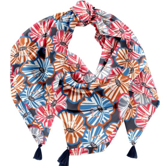 Pom pom scarf anémones rayées