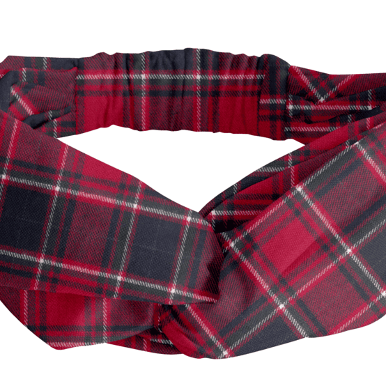 crossed headband tartan rouge