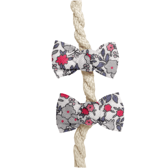 Small bows hair clips serenade rouge gris