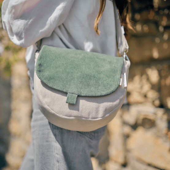 Base small bag without shoulder strap beige corduroy