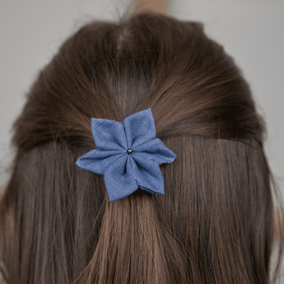 Star flower hairslide light denim