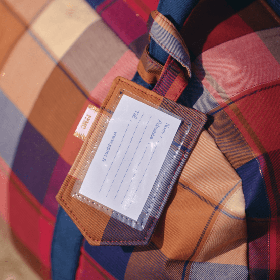 Luggage Tag ruby lurex tartan