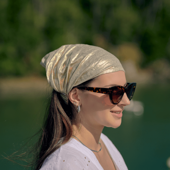 Headscarf headband- Adult size  glitter linen