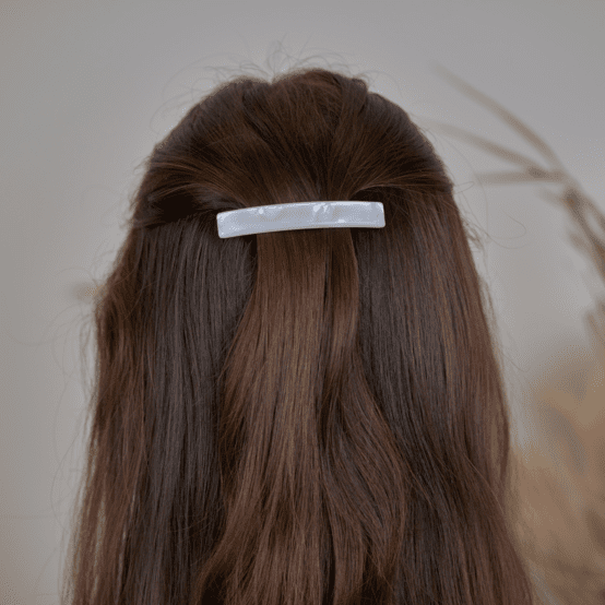 Medium Rectangle Hair Clip pearly white