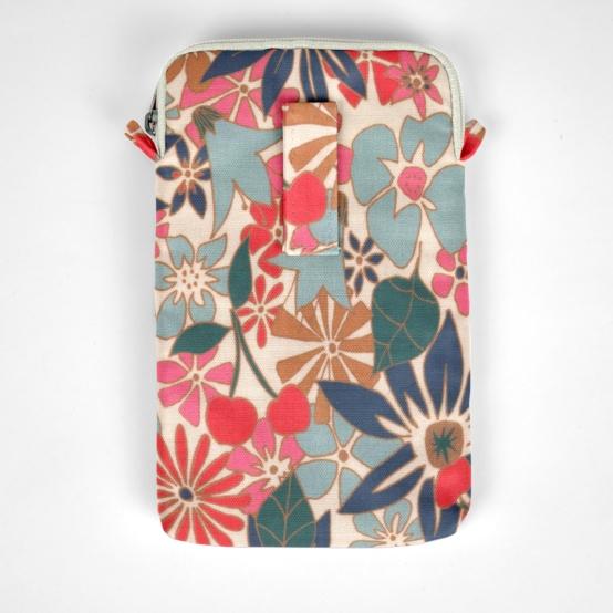 Quilted phone pocket cerise en fleur