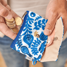 zipper pouch card purse passion bleue