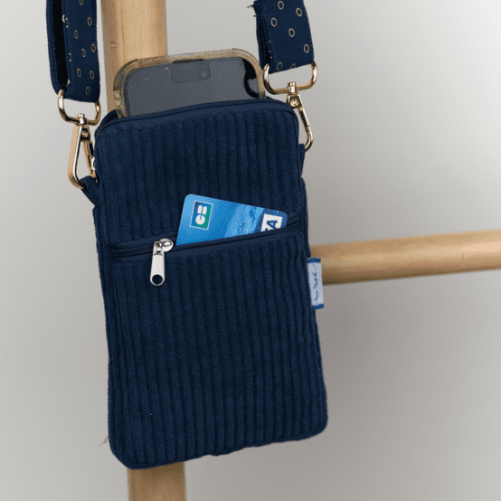 Quilted phone pocket large navy orduroy 