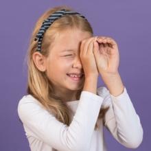 bow headband striped silver dark blue