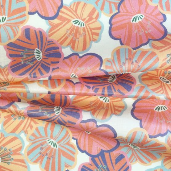 35cm coated fabric coupon ex2540 pastel striped anemones