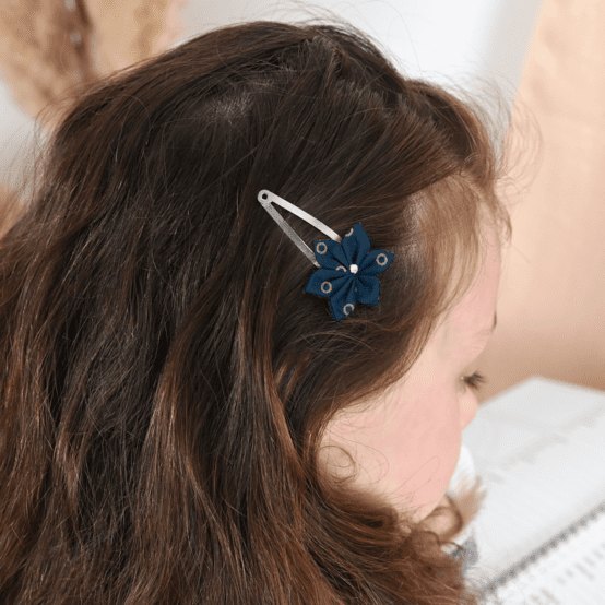 Star flower hairclip bulle bronze marine