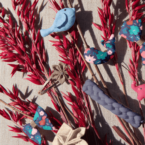 Star flower hairclip copper linen