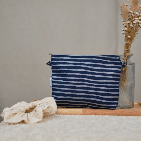 Tiny coton clutch bag striped silver dark blue