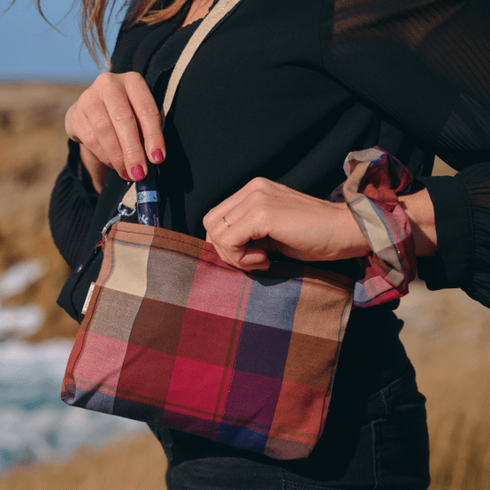 Coton clutch bag ruby lurex tartan