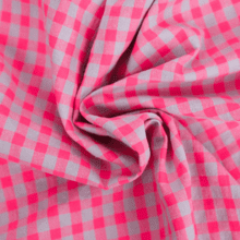 Cotton fabric ex2427 neon pink seersucker gingham