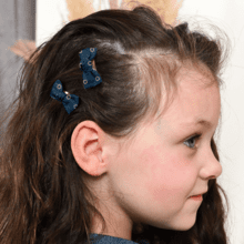 Small bows hair clips bulle bronze marine