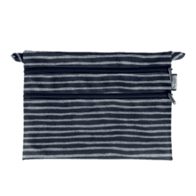 Aloïs flat pouch striped silver dark blue