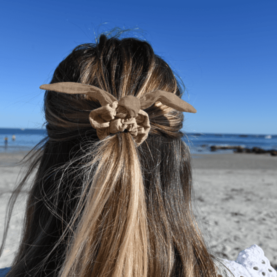Bunny ear Scrunchie copper linen