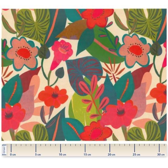 Coated fabric fleurs des iles