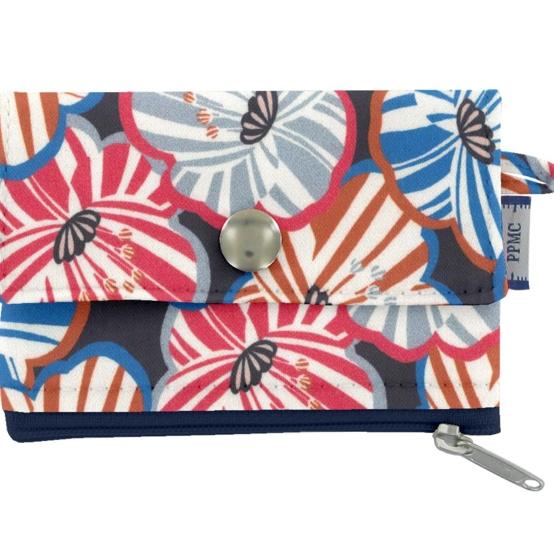 zipper pouch card purse anémones rayées