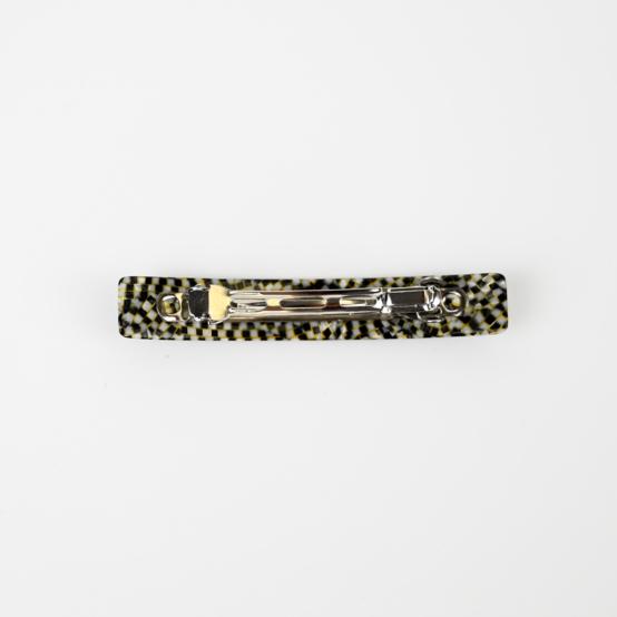 Medium Rectangle Hair Clip black gold checkerboard