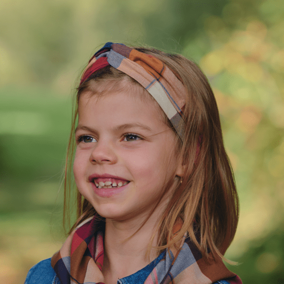 children's double-breasted headband ruby lurex tartan