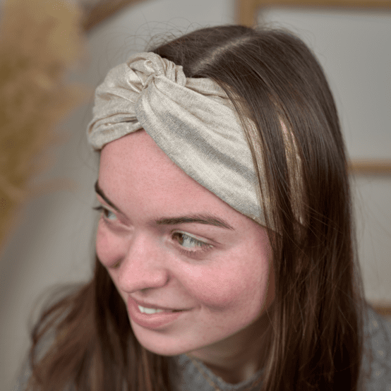 crossed headband  glitter linen