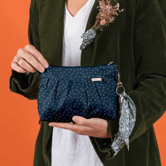 Pleated clutch bag bulle bronze marine