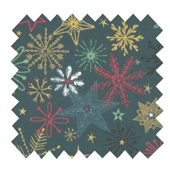 Cotton fabric ex2556 christmas star gold green blue