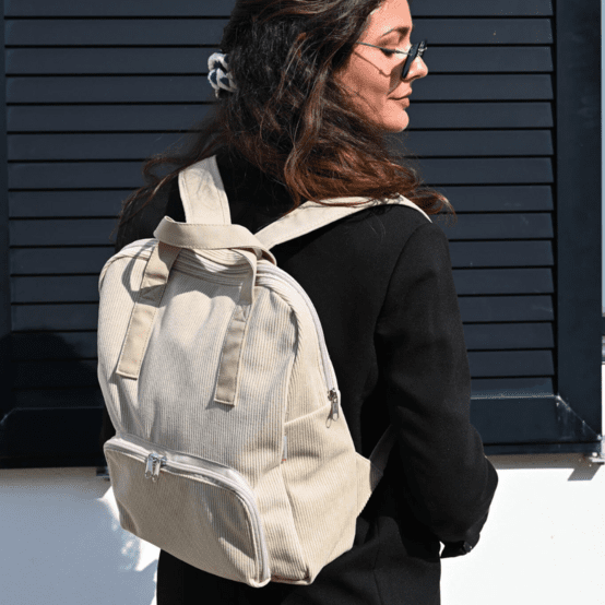 Foldable rucksack Gaby beige corduroy