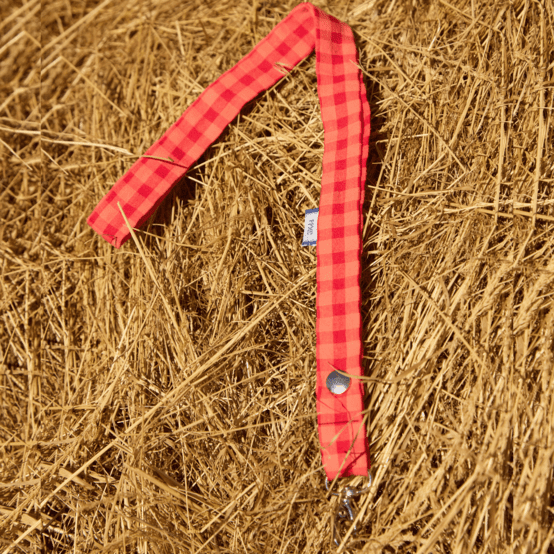 Lanyard necklace coral red gingham