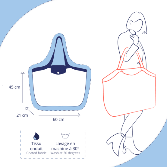 Tote bag with a zip plumes d'été