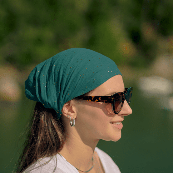 Headscarf headband- Adult size gaze pois or eucalyptus