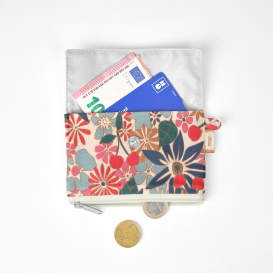 Mini coin purse pouch cerise en fleur