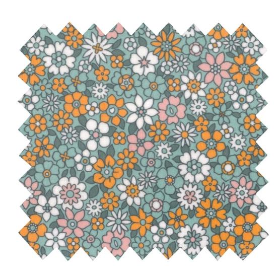 Coated fabric ex2503 floral retro blue pink