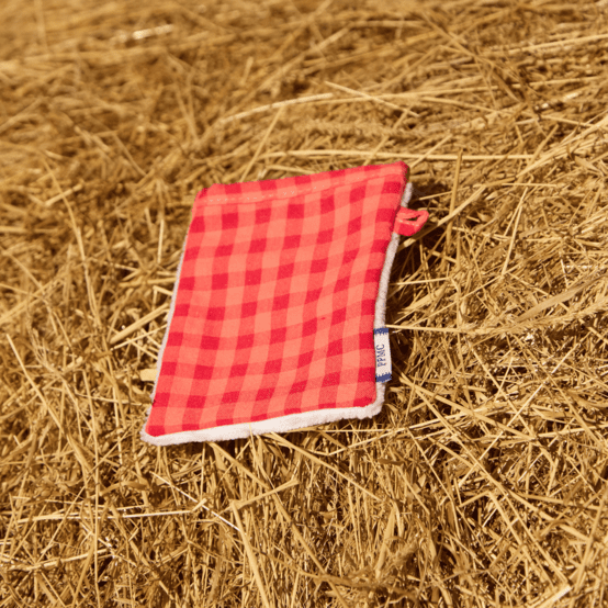 Make-up Remover Glove coral red gingham