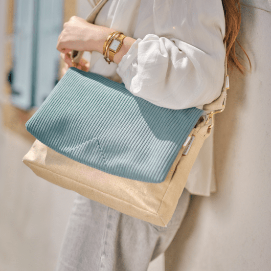 Large shoulder bag base golden linen