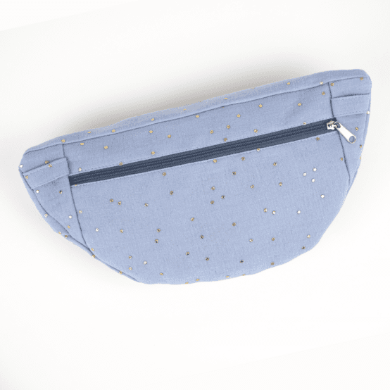 Small banana bag gaze pois or bleu baltique