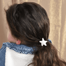 Pony-tail elastic hair star white sequined