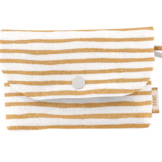 Soap Pouch rayé or blanc
