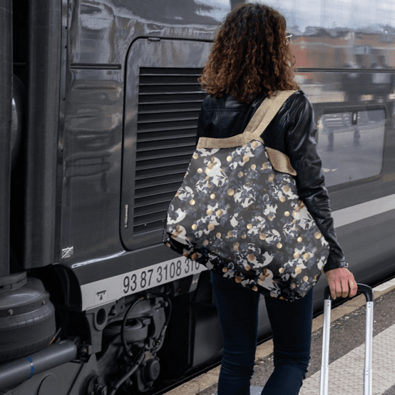 Tote bag with a zip flocon doré