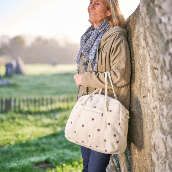 Bowling bag  moumoute ivoire fleurie
