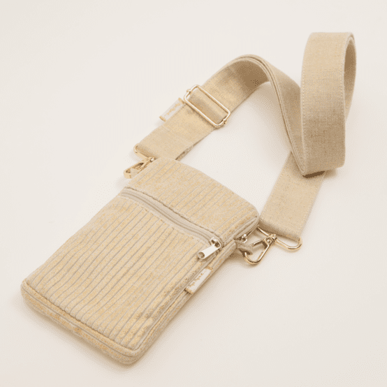 Quilted phone pocket gold large corduroy
