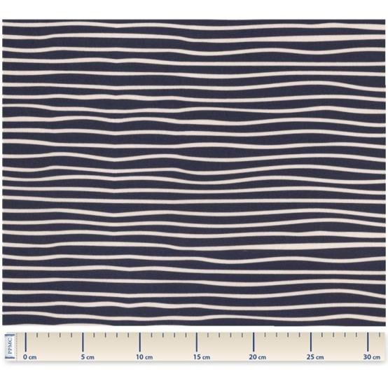 Jersey fabric striped  ivory navy