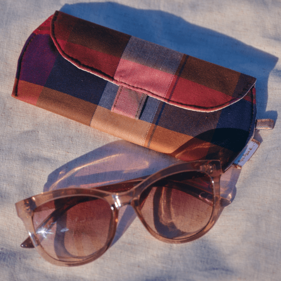 Glasses case ruby lurex tartan